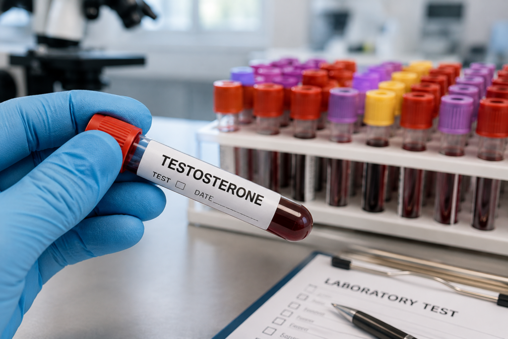 Testosterone blood test used to assess male hormone levels